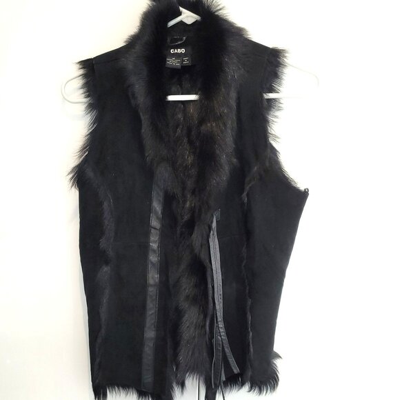 Dolce Cabo Leather and Fur vest Black Size M - Picture 1 of 11